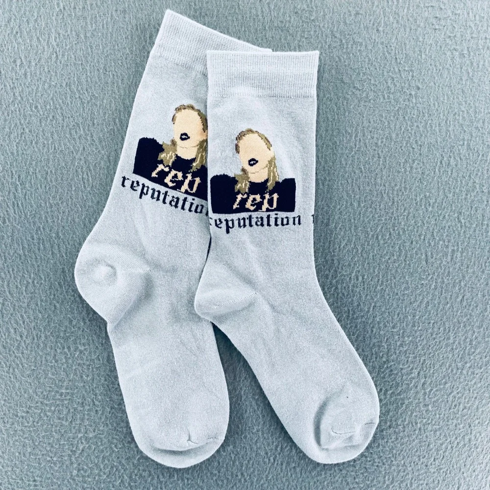 Taylor Swift Women Crew Socks Blue Reputation Pop Culture One Size Fan Merch